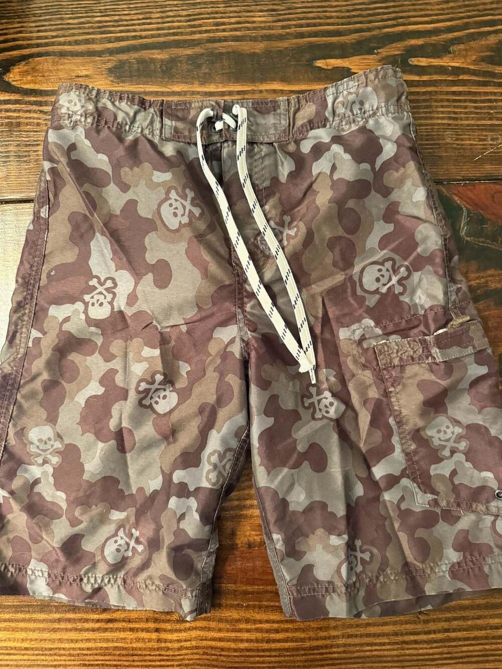 The Children's Place Brown Camo Skull Board Shorts Size 10/12